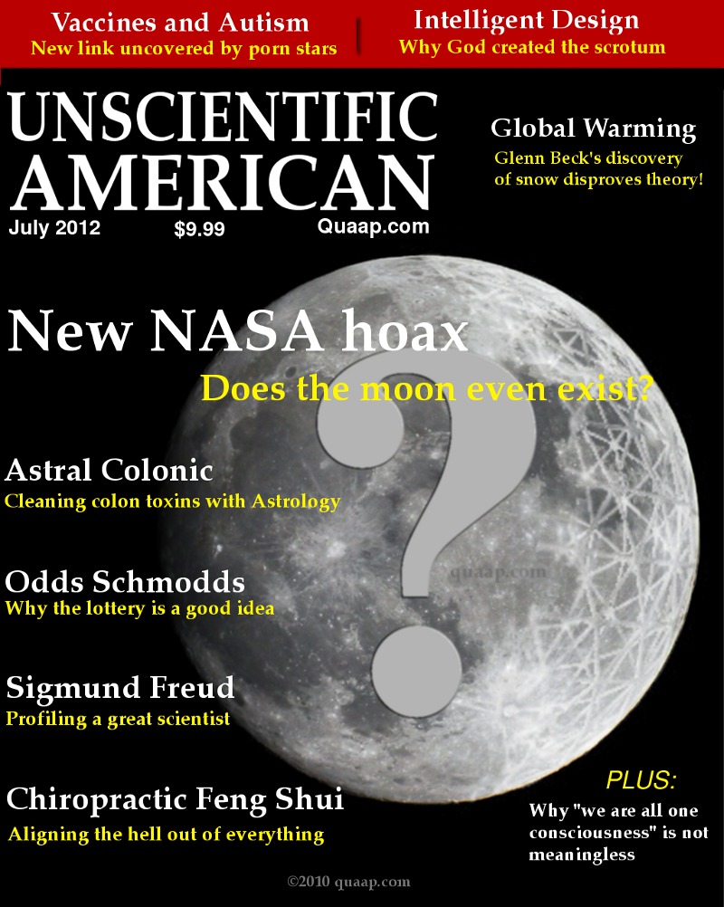 un-scientific American (fake) cover: global warming vs glenn beck, and Chiropractic Feng Shui